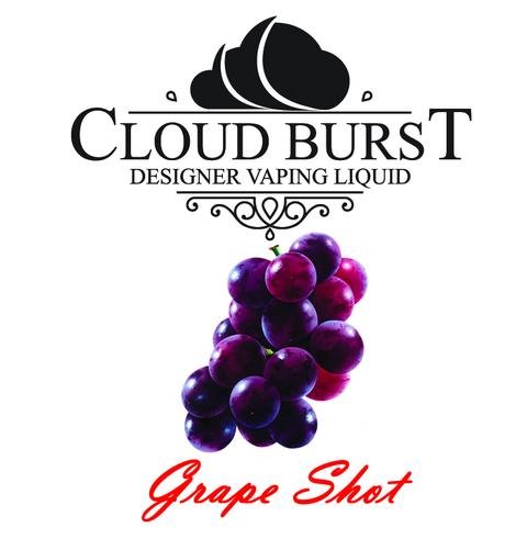 Cloud Burst One Shot CB Grape One Shot vape flavor bottle with purple grape illustrations and label design.