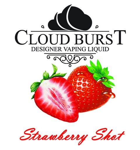 Cloud Burst One Shot strawberry flavor e-liquid bottle, featuring the CB Strawberry One Shot for DIY vape juice mixing.