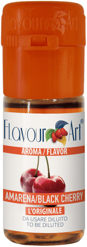 Flavor Art FA Black Cherry Cherrly flavor concentrate bottle with black cherry illustration on label.