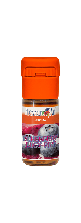 Flavor Art Blueberry Juicy ripe concentrated flavor in a bottle, showcasing fresh ripe blueberries for vaping or culinary use.