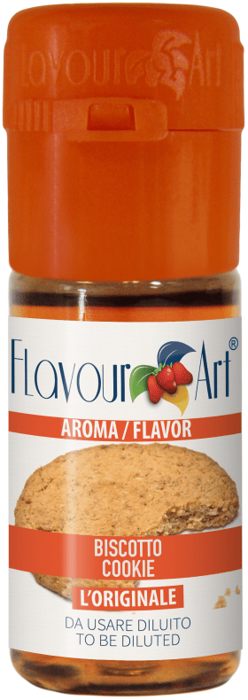 Flavor Art FA Cookie flavor concentrate bottle with label showing product details and branding.