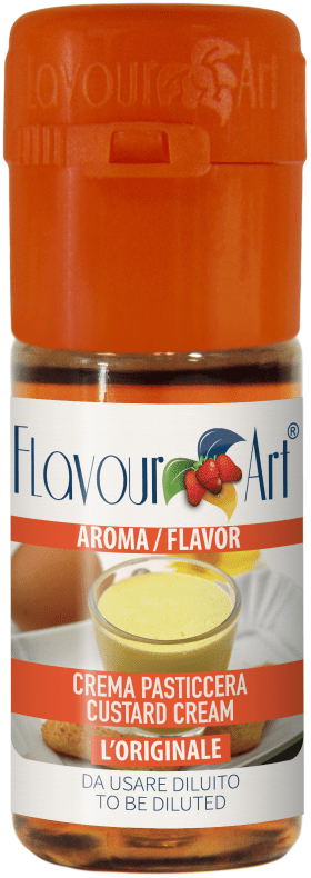 Flavor Art FA Custard Flavour bottle, rich vanilla custard flavoring for e-liquids or culinary use.