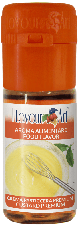 Creamy FA Custard Premium e-liquid by Flavour World SA, with a smooth vanilla custard flavor in a clear bottle.