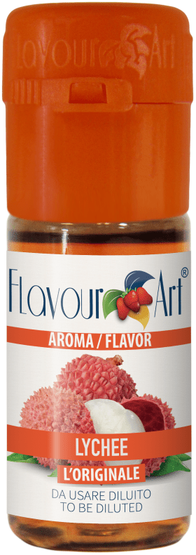 Fresh FA Lychee fruit from Flavour World SA, showing vibrant pinkish-red lychee with textured skin and juicy white flesh inside.