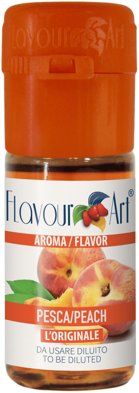 Flavor Art FA Peach Flavour bottle with label, showcasing the peach flavor concentrate for vaping or cooking applications.