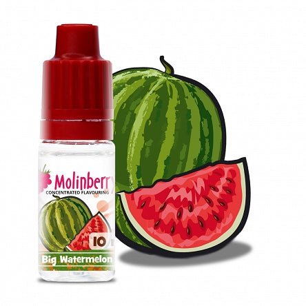 Big Watermelon flavored vape juice by Flavour World SA, showing a vibrant watermelon-themed bottle and packaging.