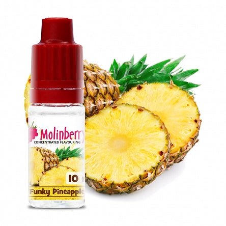 Bright yellow MB Funky Pineapple flavored vape device by Flavour World SA with colorful pineapple design.