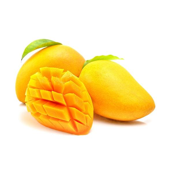 Raw yellow mango from Flavour World SA showing ripe, vibrant yellow skin and fresh, juicy interior.
