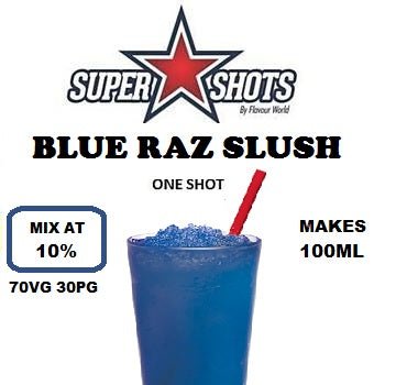 Blue Raz Slush from Flavour World SA, vibrant blue frozen slush drink in a clear cup with a straw.