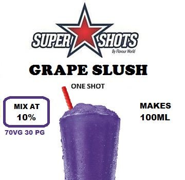 One Shot Grape Slush flavor shot in a small bottle, showcasing vibrant purple liquid for slush machine use.