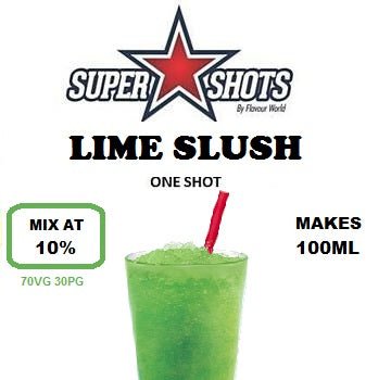 One Shot Lime Slush flavor shot in a small bottle, ready to add a citrusy lime taste to beverages or desserts.