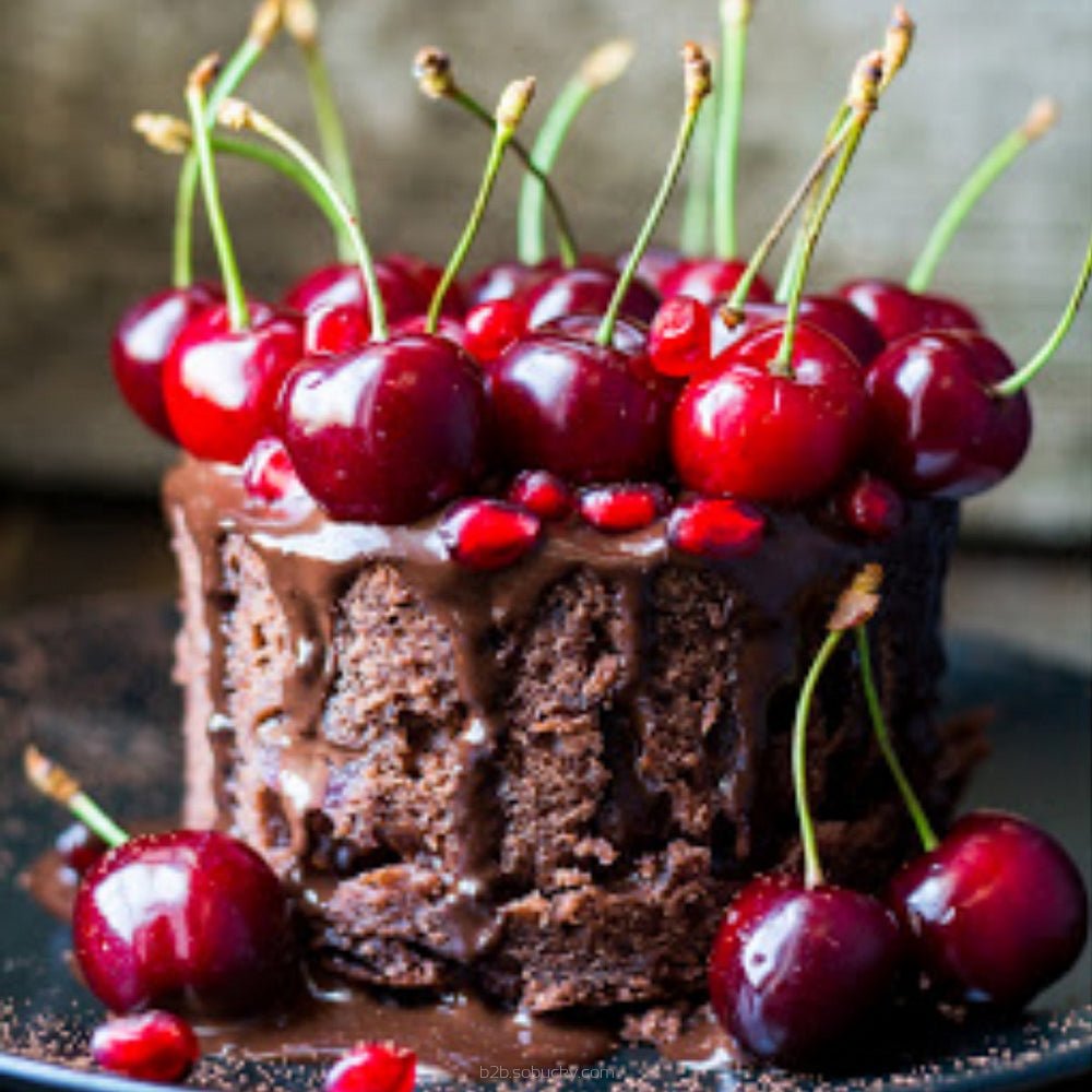 Bright red juicy cherries from Flavour World SA, showcasing fresh, plump cherries with vibrant color and natural shine.