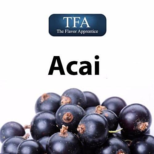 TFA Acai flavor concentrate from TFA/TPA Flavour Concentrates, showing the product bottle with label and branding.