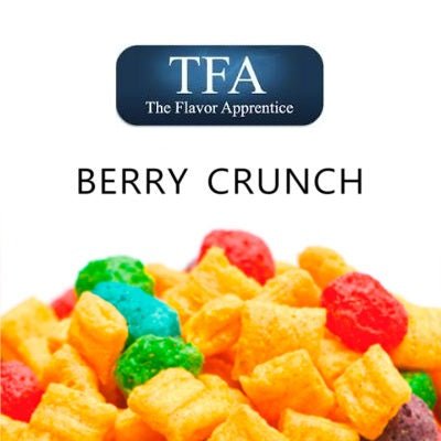 TFA Berry Crunch cereal flavor concentrate bottle with colorful label, ideal for DIY e-liquid flavoring.