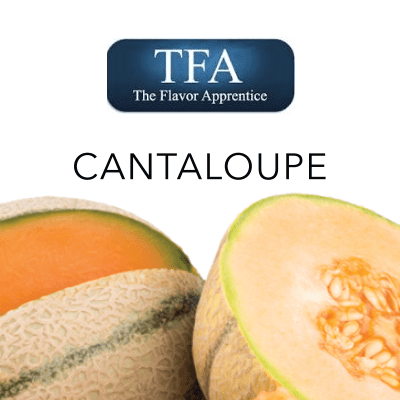 TFA Cantaloupe flavor concentrate in a small bottle, designed for e-liquid mixing with fresh cantaloupe aroma