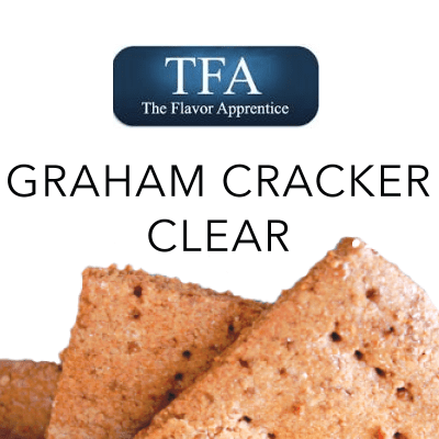 TFA Graham Cracker Clear flavor concentrate bottle from TFA/TPA Flavour Concentrates, used for e-liquid flavoring.
