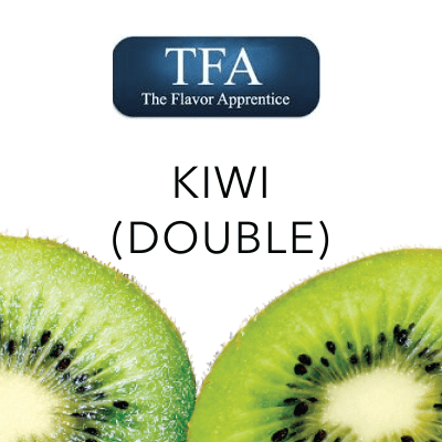 TFA Kiwi Double flavor concentrate bottle from TFA/TPA Flavour Concentrates, featuring vibrant kiwi fruit illustration.