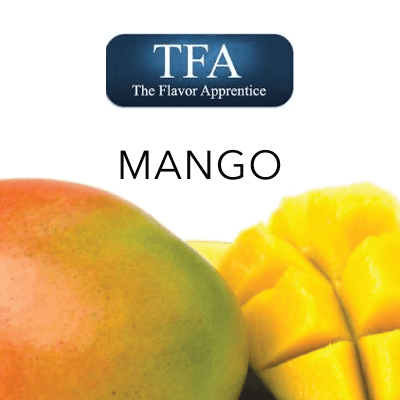 TFA Mango flavor concentrate by TFA/TPA Flavour Concentrates, showing a bottle of mango-flavored concentrate.