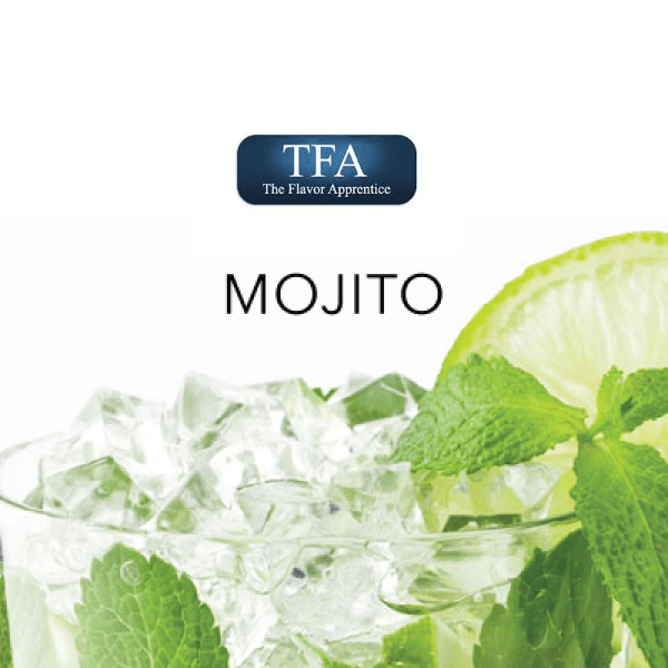 TFA Mojito Havana flavor concentrate bottle with a colorful label, ideal for DIY e-liquid mixing and vaping.