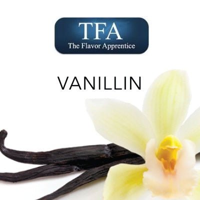 TFA Vanillin 10 PG flavor concentrate bottle, TFA/TPA Flavour Concentrates, for vaping or flavoring recipes.