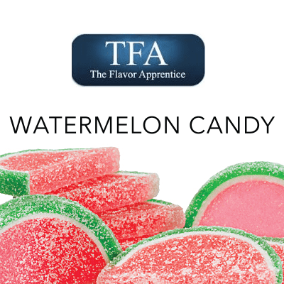 TFA Watermelon Candy flavor concentrate bottle from TFA/TPA Flavour Concentrates on a white background.