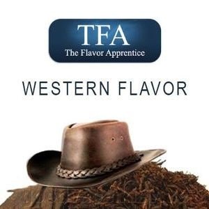 TFA Western Flavor by TFA/TPA Flavour Concentrates, showcasing a bottle of concentrated Western-style flavoring for e-liquids or recipes.