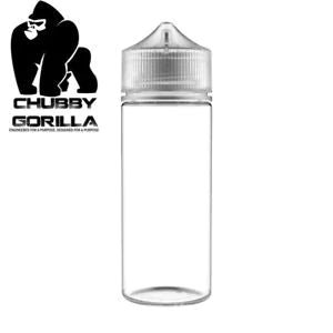 Clear 120ml Unicorn Bottle from Chubby Gorilla, featuring a colorful unicorn design, ideal for e-liquid or vape juice storage.