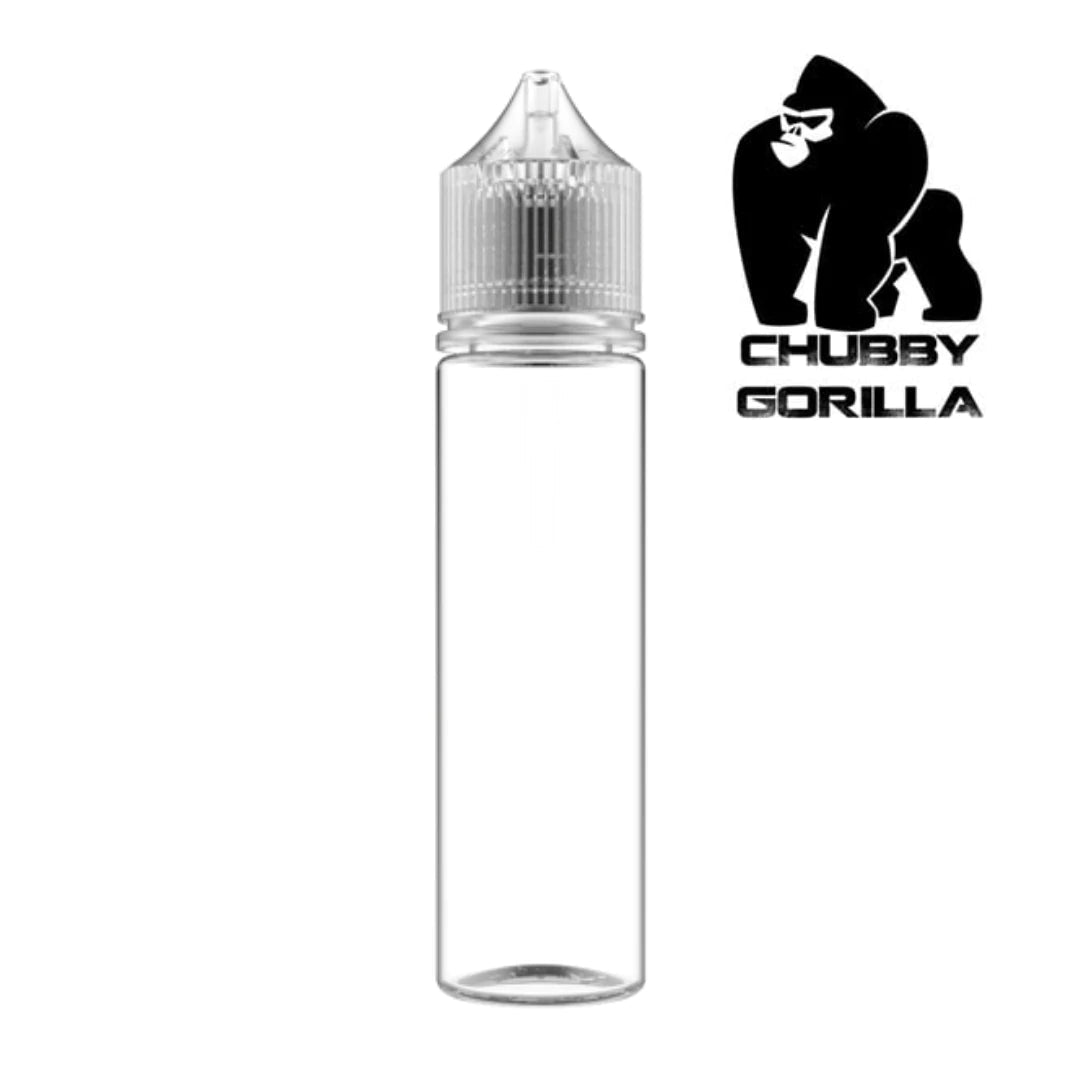 Clear 60ml Unicorn Bottle by Chubby Gorilla, stylish and durable e-liquid bottle with unicorn design, from Flavour World SA.