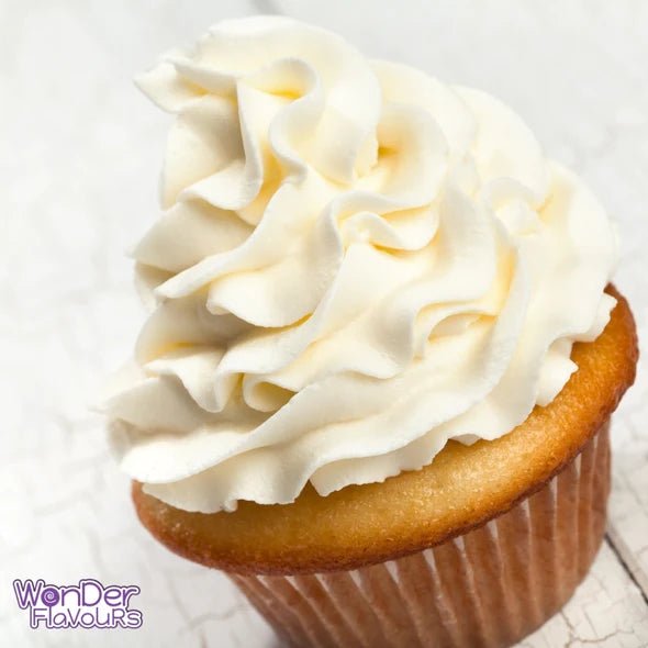 Bottle of Wonder Flavours Buttercream Frosting SC concentrated flavor, with label showing product name and branding.