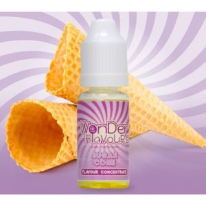 Wonder Flavours Sugar Cone SC flavor concentrate bottle with orange cap, label showing product details and branding.